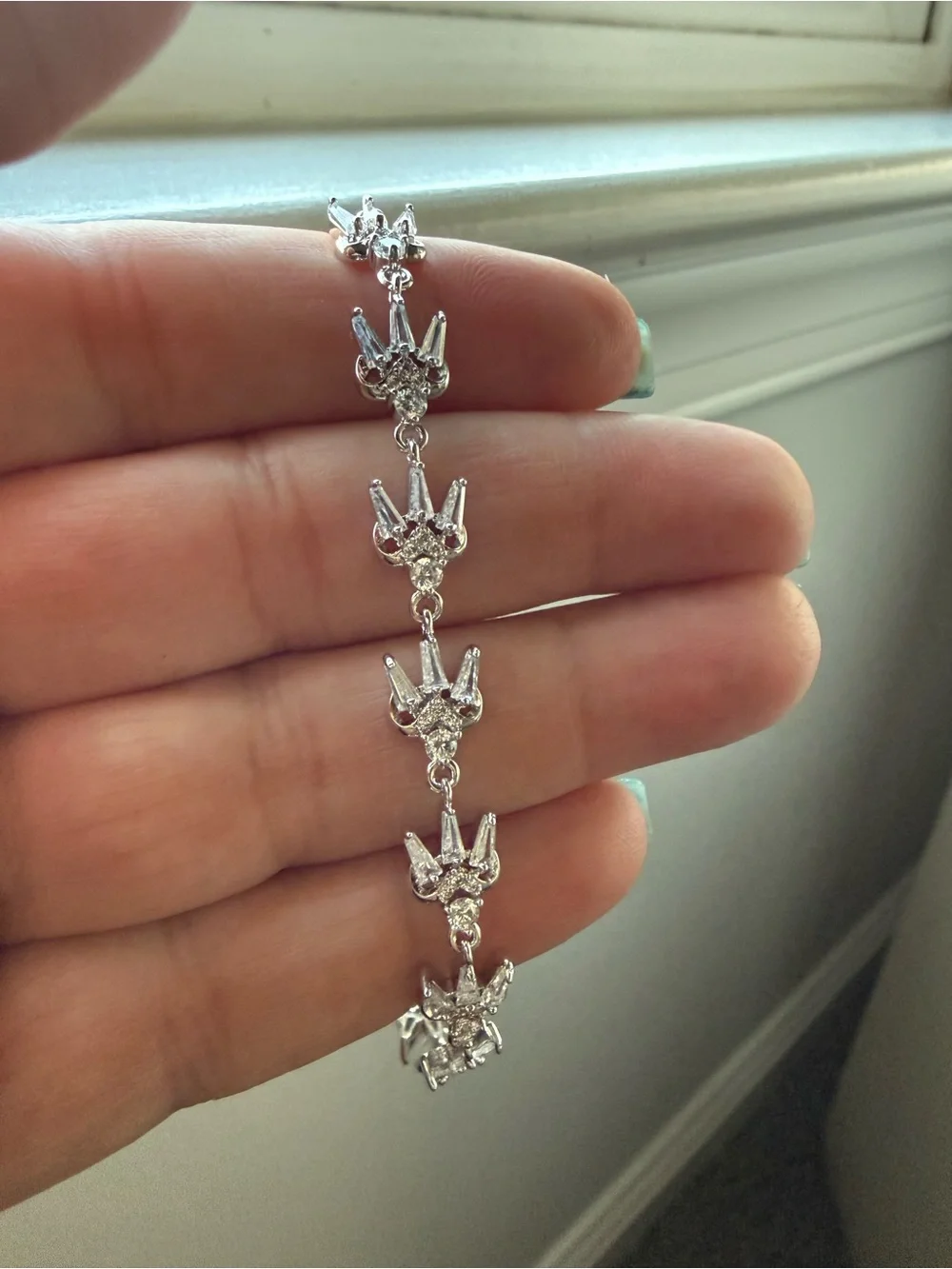 NEW! 14k white gold over brass Sparrow Link Bracelet - 7”